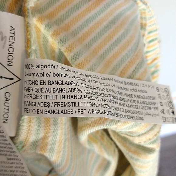 NWOT Zara Green & Yellow Striped Denim Button-Back Corset Bandeau Top - Picture 13 of 13